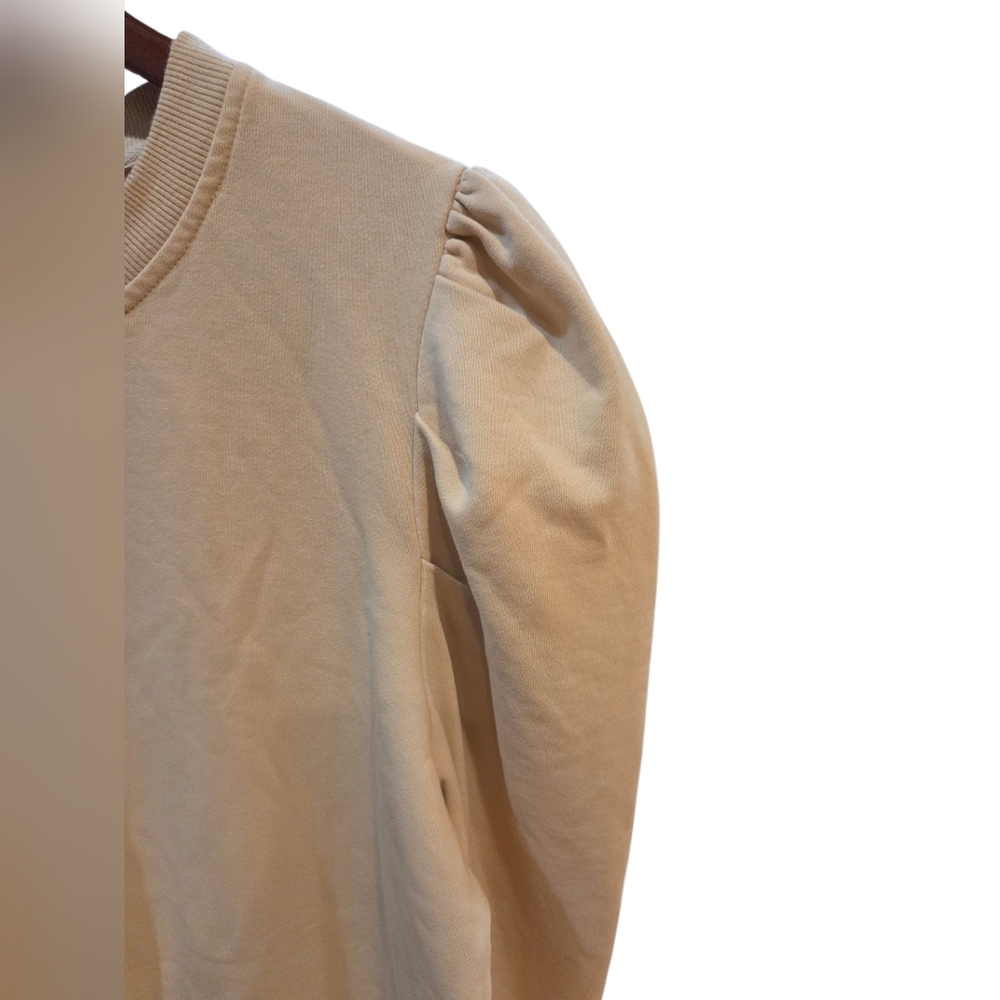 Cynthia Rowley - Beige Crewneck Top Sweater w/ Puff Shoulders - Picture 4 of 7